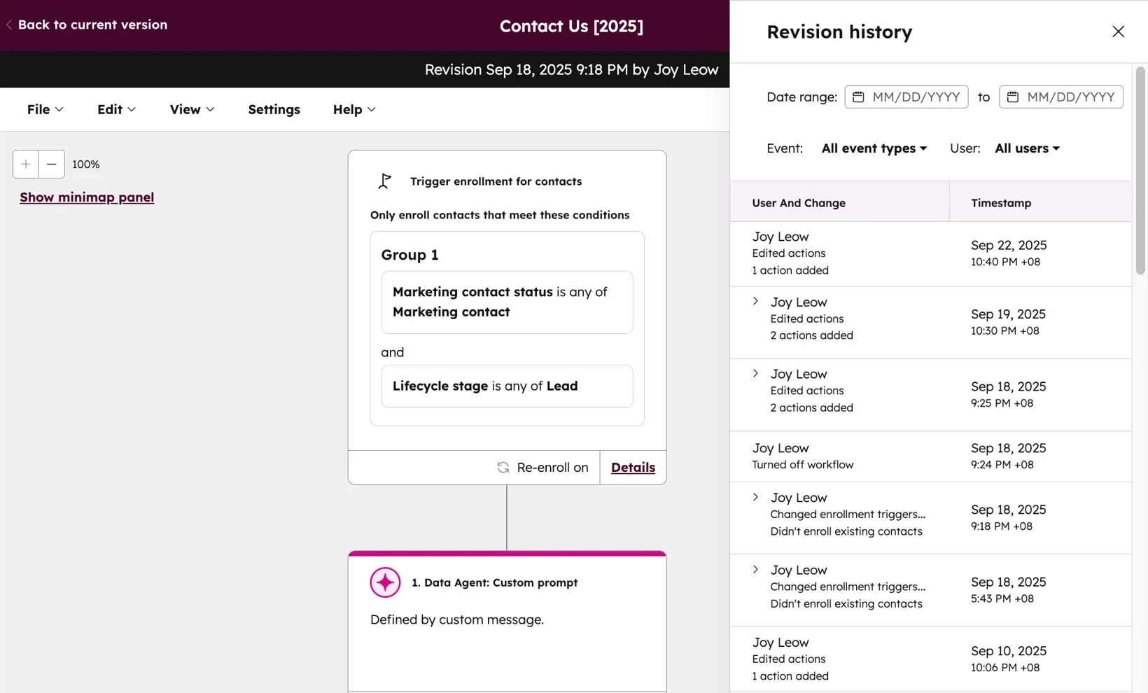 image of hubspot automation creation